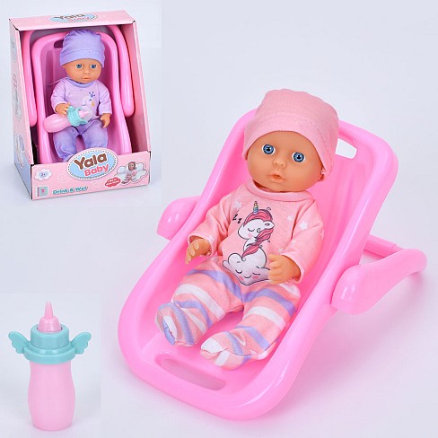 Пупс YL2420D-B-C (24шт) 20см, п'є-пісяє, люлька-переноска 21см, пляшечка, 2 види, в кор-ці, 18-23,5-