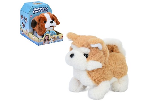 М'яка іграшка L0784-85 (30шт) собака, 18см, ходить, звук, рухливі хвіст та голова, 2 види, на бат-ці