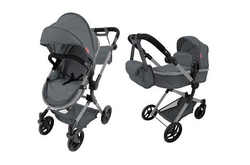 Коляска для ляльки 2в1 CARRELLO ALFA 9707 GREY з сумкою метал.кор.51*15,5*39,5 /1/