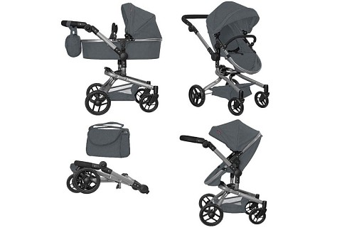Коляска для ляльки 2в1 CARRELLO FORTUNA 9695 GREY з сумкою метал.кор.54,5*14,5*38,5 /1/