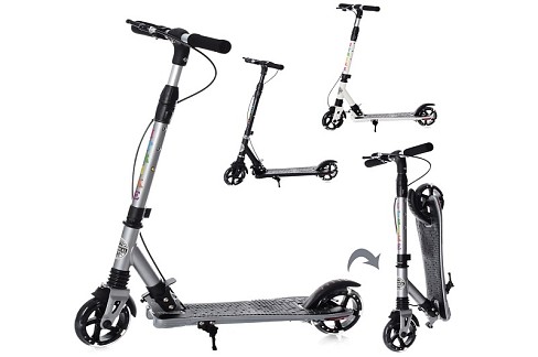 Самокат SR 2-039-7 (4шт) алюм,2колПУ145мм-світло,ручне гальмо,кермо81-91см,підніжка42-10см,3кольори.