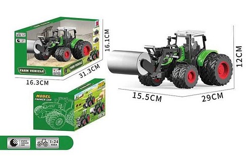 Трактор 99-79 C (30) масштаб: 1:24, гумові колеса, коток, рухомі елементи, в коробці