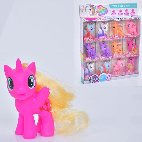 Конячка Z1901-5 (216шт) LP, єдиноріг, 12см, гребінець, в кор-ці,(6видів) в дисплеї, 40-50-6см УПАК12