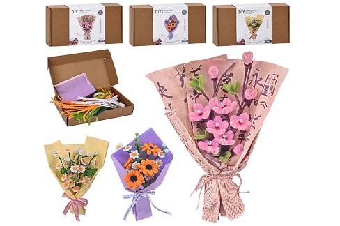 Набір для творчості HZX-955-312-13-15 (24шт) букет квітів, зроби сам, синельні палички, бумага, стрі