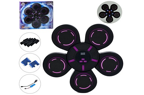 Боксерський набір MS 4823 (6шт) тренажер-мішень,настінний,5цілей,41-40,5-7см,акум.,музика,Bluetooth