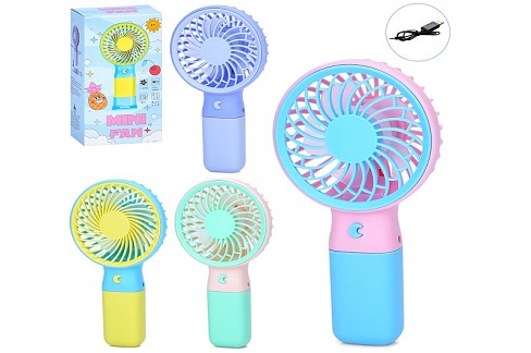 Вентилятор MK 5609 (48шт) 15,5см, 2в1(ручний/портативний, настільний), акум, USBзарядне, мікс кольор