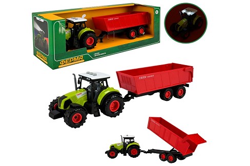 Трактор із причепом батар. арт. AP9921 (36шт/2),світло,звук,у короб.39*12,5*13см
