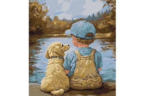 Набір для розпису по номерах Вірні друзі" 40х50см KHOKHO8646"