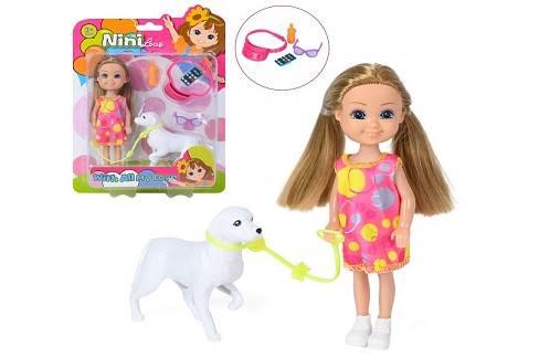 Лялька 618-04 (60шт) 14см, собака, аксесури, на листі, 16,5-23,5-4,5см