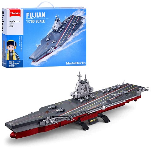 Конструктор SLUBAN M38-B1211 (12шт) військовий, авіаносець, 1:700, 46,5-12см, 557дет, в кор-ці, 47,5