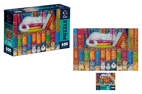 Пазли De.tail. Коти в бібліотеці. 500 деталей DT500-11 (укр)