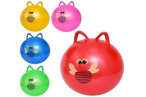 М'яч для фітнесу MS 4872 (40шт) 45см, з вушками, 310-320г, принт бджілка, 5 кольорів, у пакеті, 13-1