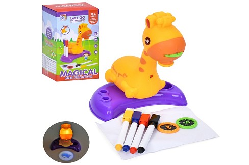 Проектор T22 (72шт) 19см, жираф, світло, фломастери 4шт, бумага, слайди,на бат-ці, в кор-ці, 11-20-1