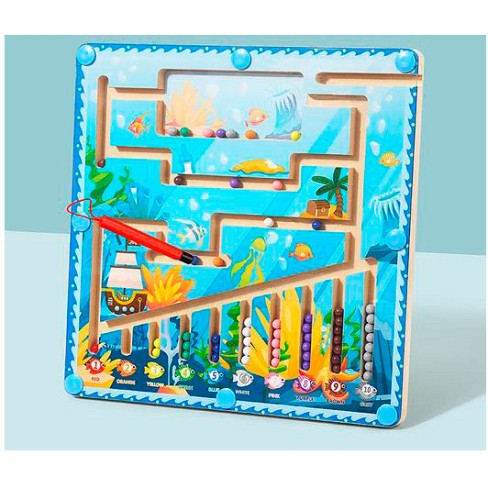 Дерев'яна іграшка Лабіринт MD 0738 (20шт) магнитний, 29-29-1,5см, кульки, в кор-ці, 30-30-2см