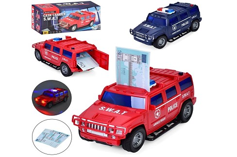 Джип 8899-156 (24шт) поліція, 26,5см, 2в1(скарбничка), затягує купюри, отвір для монет, музика, звук