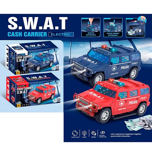Джип 8899-156 (24шт) поліція, 26,5см, 2в1(скарбничка), затягує купюри, отвір для монет, музика, звук