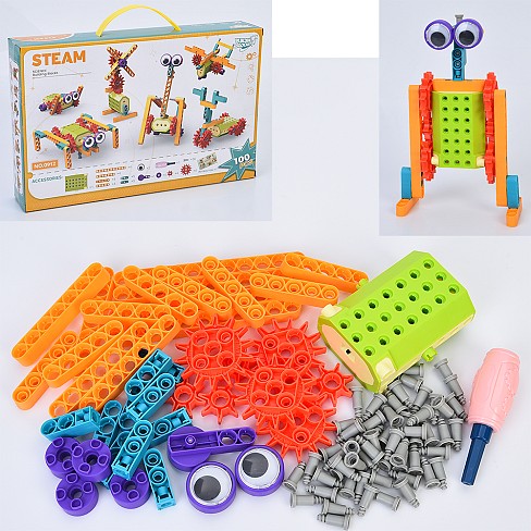 Конструктор 0912 (12шт) робототехніка, великі деталі, викрутка, блок (рухлива деталь, на бат-ці), 10