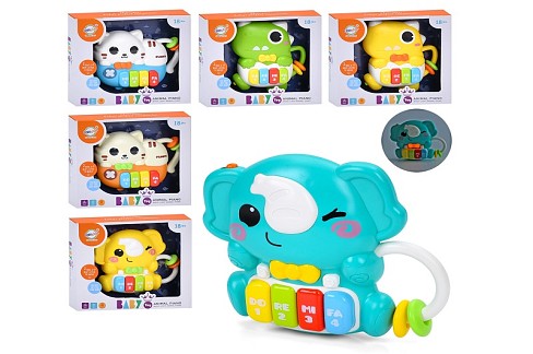 Піаніно 503-18-19-20 (60шт) тварина/динозавр, 15см, музика, звук,звуки тварин, світло, 3 види по 2 к