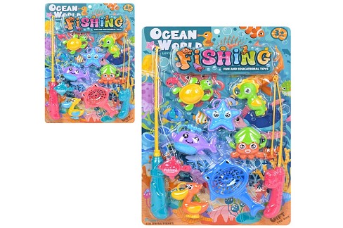 Риболовля 706-65A (48шт) вудка 2шт, морскі мешканці, мікс кольорів, на листі, 30-46-4см