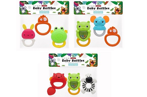 Брязкальце K225D458-459-464 (168шт) набір 3шт, тварини, від 10см до 14см, 3 види, у пакеті, 17-22-5с