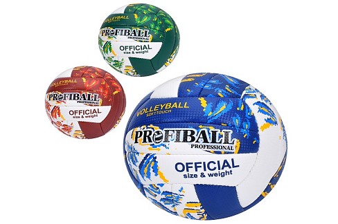 М'яч волейбольний 1198ABC (30шт) офіційний розмір, ПУ, ручна робота, 18 панелей,260-280г, 3кольори,