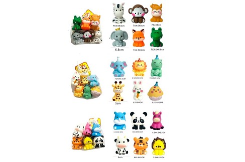 Іграшка для купання 508-368-67-381 (180шт) набір 6шт, тварини, від 6см, пискавка, 3 види, в сітці, 1