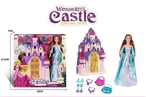 Замок з лялькою KDL 57 (36/2), лялька 30 см, р. замку 20х32, звук, підсв, відч.дверцята, в кор