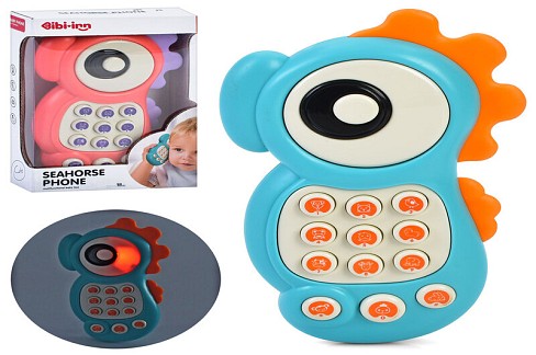 Телефон мобільний 6226 (48шт) морський коник, 14-8-2,5см, музика, звук(англ),світло, цифри, тварини/