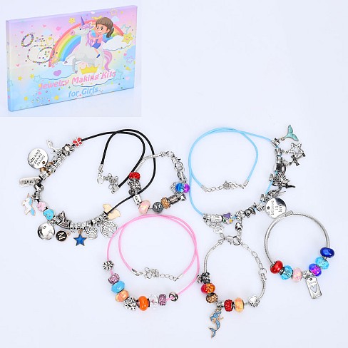 Бісер DLS-1156 (24шт) намистини, підвіски, браслети, пластик+метал, в кор-ці, 24-15-1см