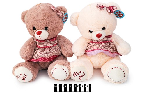 Ведмедик в платті коричневий  2683/33  33см