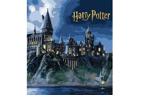 Картина по номерах WB Harry Potter: Гоґвортс вночі з фарбами металік extra" 40х50см  KHO5230"
