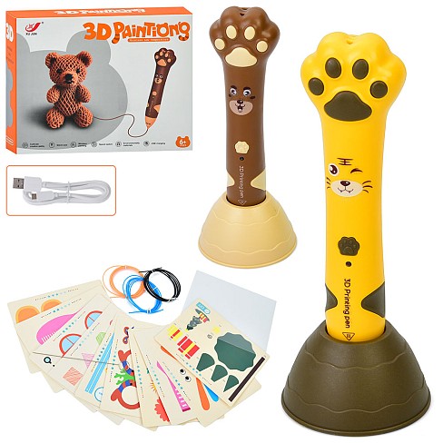 3D ручка XJ01-4 (24шт) 15см, підставка, картки, тип філоменту-PCL(3 кольори), USB-зарядне, аккум, 2