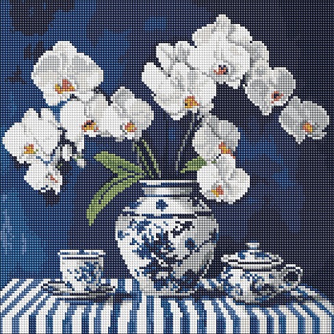 Набір з алмазною мозаїкою Орхідея в порцеляні" 40х40см  AMO8255"