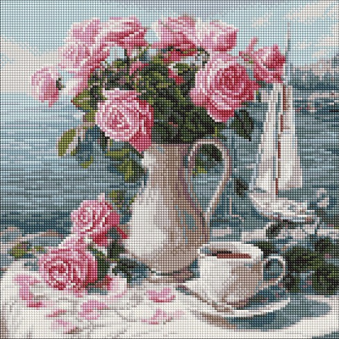Набір з алмазною мозаїкою Ранкові троянди" 40х40см  AMO8341"