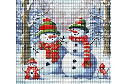 Набір з алмазною мозаїкою для дітей Чарівні сніговики" з АВ стразами 40х40см AMO7962"