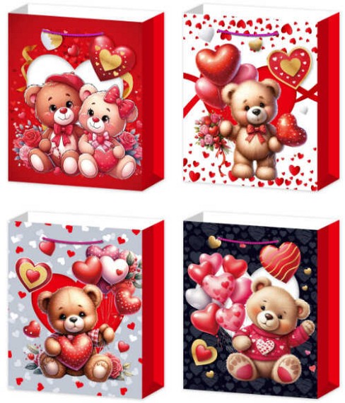 Пакет подарунковий C 75742 (480) 4 види, СЕРЕДНІЙ, МІКС ВИДІВ