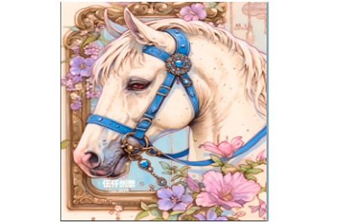 Набір для творчості YG0295 (120шт) алмазна мозаїка/діамантова мозаїка, 40-30см, білий кінь, квіти, у