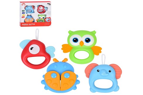 Брязкальце 1688-92 (72шт) набір 4шт, від 7,5см, прорізувач, текстурні деталі, петелька, в кор-ці, 22