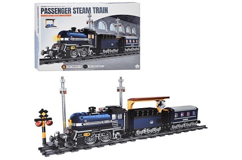 Конструктор BB829E (8шт) поїзд, дорога, станція, світло, магнітні кріплення вагонів, 1085дет, бат(та