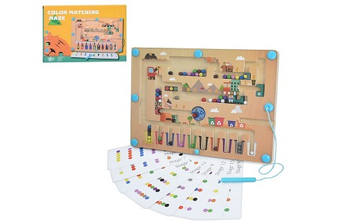 Дерев'яна іграшка Лабіринт MD 1997 (20шт) ігрове поле 30-22,5см, магнитний, картки, в кор-ці, 31-23,