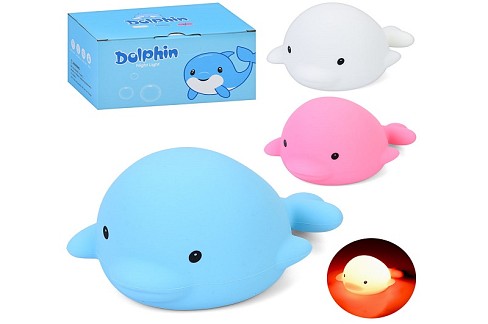 Нічник DYB020 (48шт) дельфин, 15см, сенсорний, світло-3режими, Type-C вхід,на бат-ці, в кор-ці, 14,5