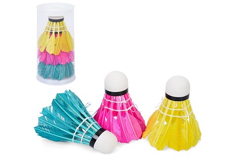 Воланчик MS 4937-3 (40шт) набір 3шт, перо, кольорові, в тубусі, 15-6,5-6,5см