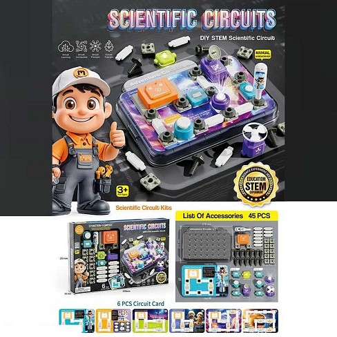 Електронний конструктор 77-54 K (24) 45 елементів,світло,радар,3 перемикачі,6 карток,основа для збір