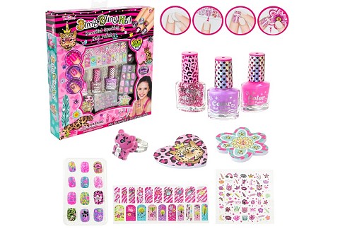 Манікюр набір арт. N02LP (24шт/4)    лак на водній основі, наліпки, накладні нігті, аксес короб. 25*