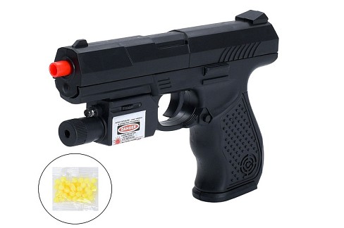 Пістолет P9B (96шт) 17см, пластикові кулі, світло, лазер, на бат(табл), у пакеті, 15-20-3см