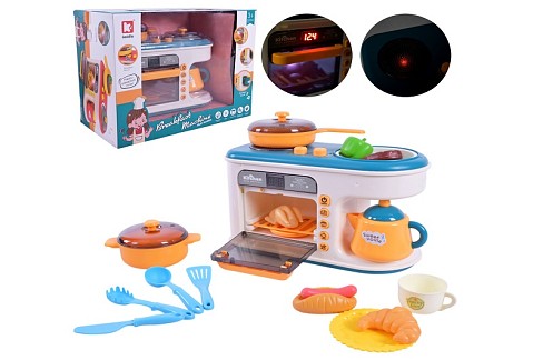 Кухня набір арт. G775A(штрих 0786) (12шт)  батар. світло, звук, червоного кольору,  продукти, аксес