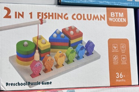 Дерев’яна іграшка арт. C9415 (80шт)  пірамідки-сортер, рибалка у кор. 23*11,5*6см