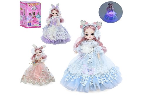 Лялька LM-37-40-56 (48шт) 24см, шарнірні руки, танцює, музика, світло, 3 види, на бат-ці, в кор-ці,