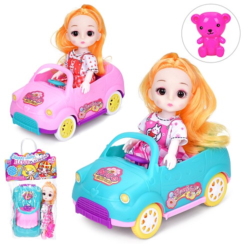 Лялька 600-87 (90шт) 15см, шарнірна, машина 15см, ведмедик 4см, мікс видів, у пакеті, 14-25-8см