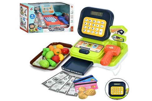 Касовий апарат CF8221-31 (24шт) 16,5см, калькулятор, сканер, звук, світло, продукти, гроші, 2 види,